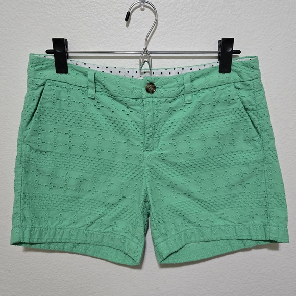 MERONA Mint Green Eyelet Women's Chino Shorts 100% Cotton Size 4 - Picture 1 of 12